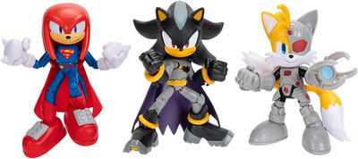 DC X Sonic Collectable Action Figures Shadow as Batman, Tails as Cyborg, Knuckle