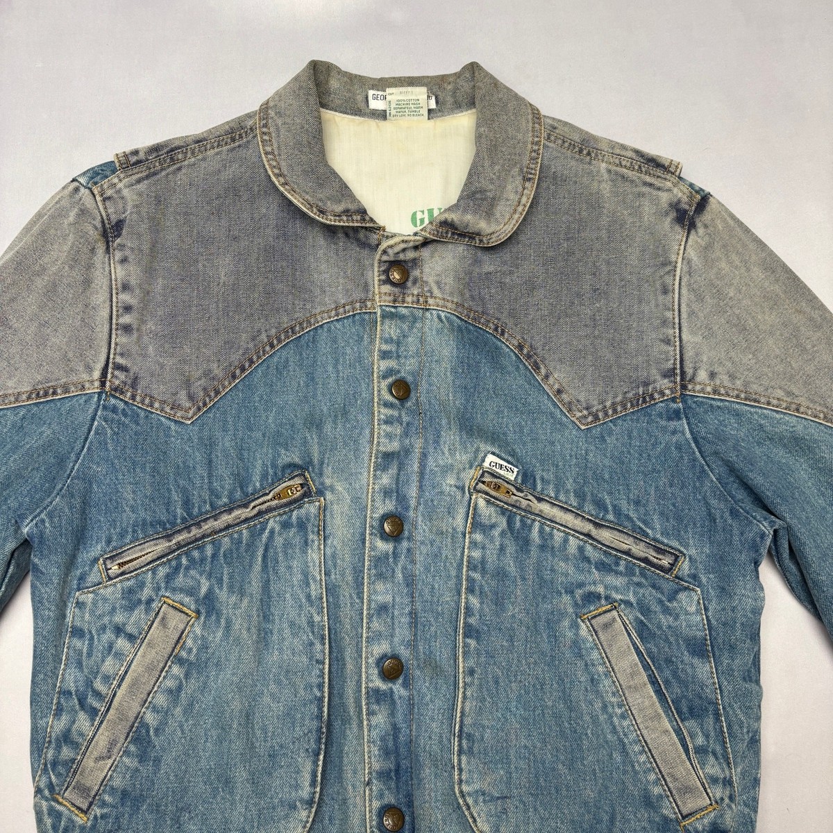 Vintage 80s Guess Marty McFly Denim Jacket Men's Small Georges