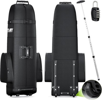 Hard Case Golf Club Travel Bag with Wheels Luggage Lock Cover Airline Waterproof