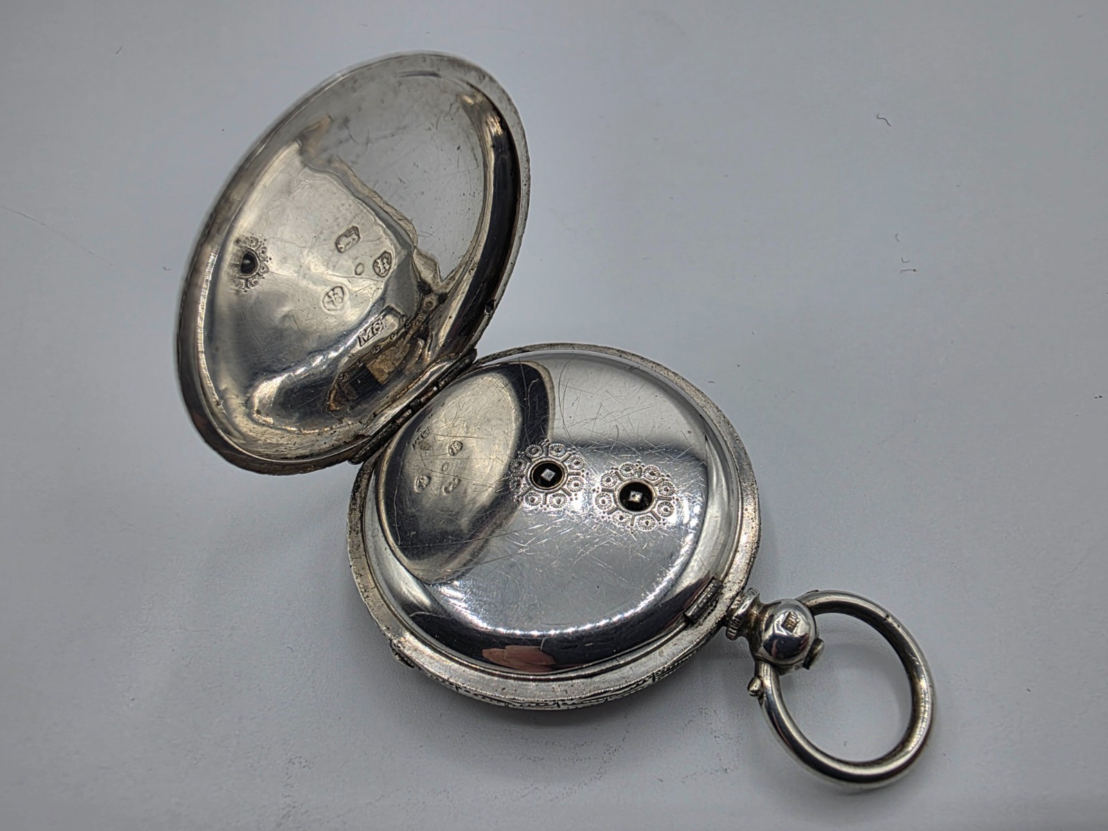 Solid Silver ANDRE MATHEY Pocket Watch 1884 Birmi… - image 15