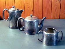 Vintage Sheffield EPNS Silver Plated Hard Soldered 3 Piece Tea Set - Heavy!