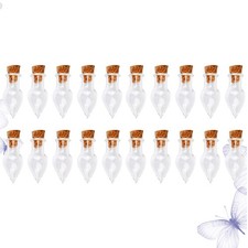 20pcs Empty Glass Bottles with Cork Clear Vials Pendant Charms Container