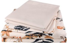 JSD Fall Floral Print Sheet Set Queen 6 Piece, Soft Boho Queen, Ferns