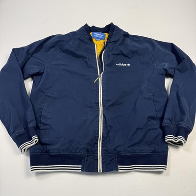 Adidas Originals Jacket Mens Large Navy Bomber Yellow Mesh Lined Raglan S19158