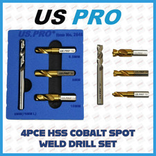 US PRO 4PC HSS Cobalt Spot Weld Drill Set 6.5mm 8mm 10mm & 8mm 2646
