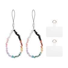 2pcs Phone Charm Wrist Strap Crystal Stone Phone Lanyard with Tab Colorful