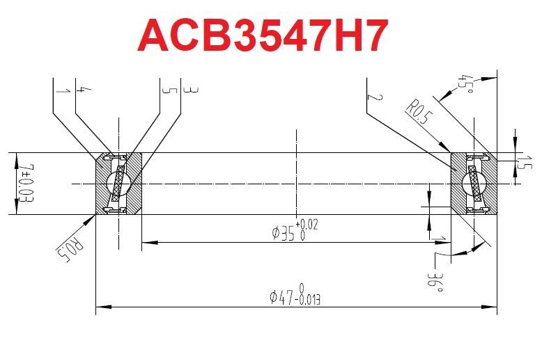 Bicycle Headset bearing ACB3547H7- 35x47x7mm - 36°x 45° Deg