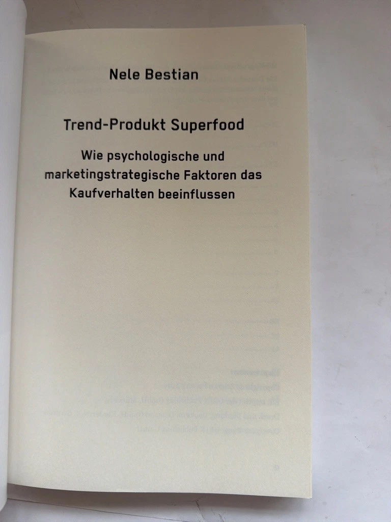 Bestian Superfood Kaufverhalten Psychologie Marketing