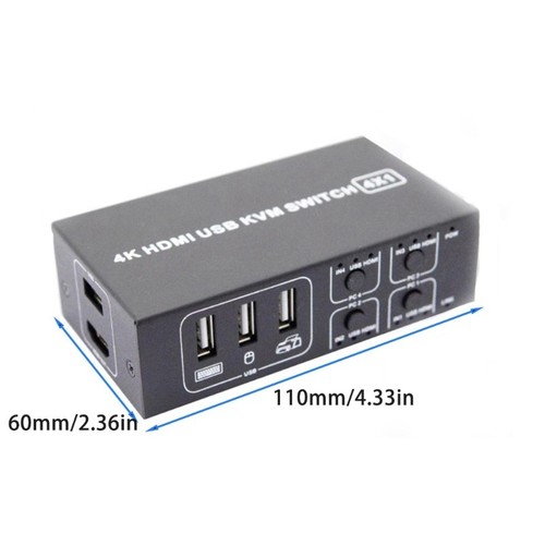 Metal KVM Switcher Input Source Switching HDMIcompatible 4 in 1 Out Control - Afbeelding 8 van 8