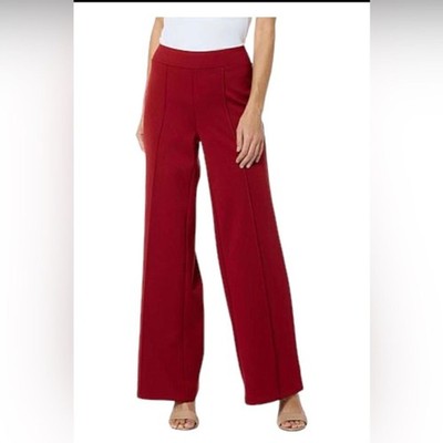 DG2 by Diane Gilman Ponte Knit Pintuck Pull-On Wide-Leg Pant Size L
