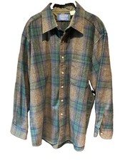 MINT Vtg Pendleton Lodge Shirt L Wool Flannel Plaid Made In USA Crisp Dry Clean