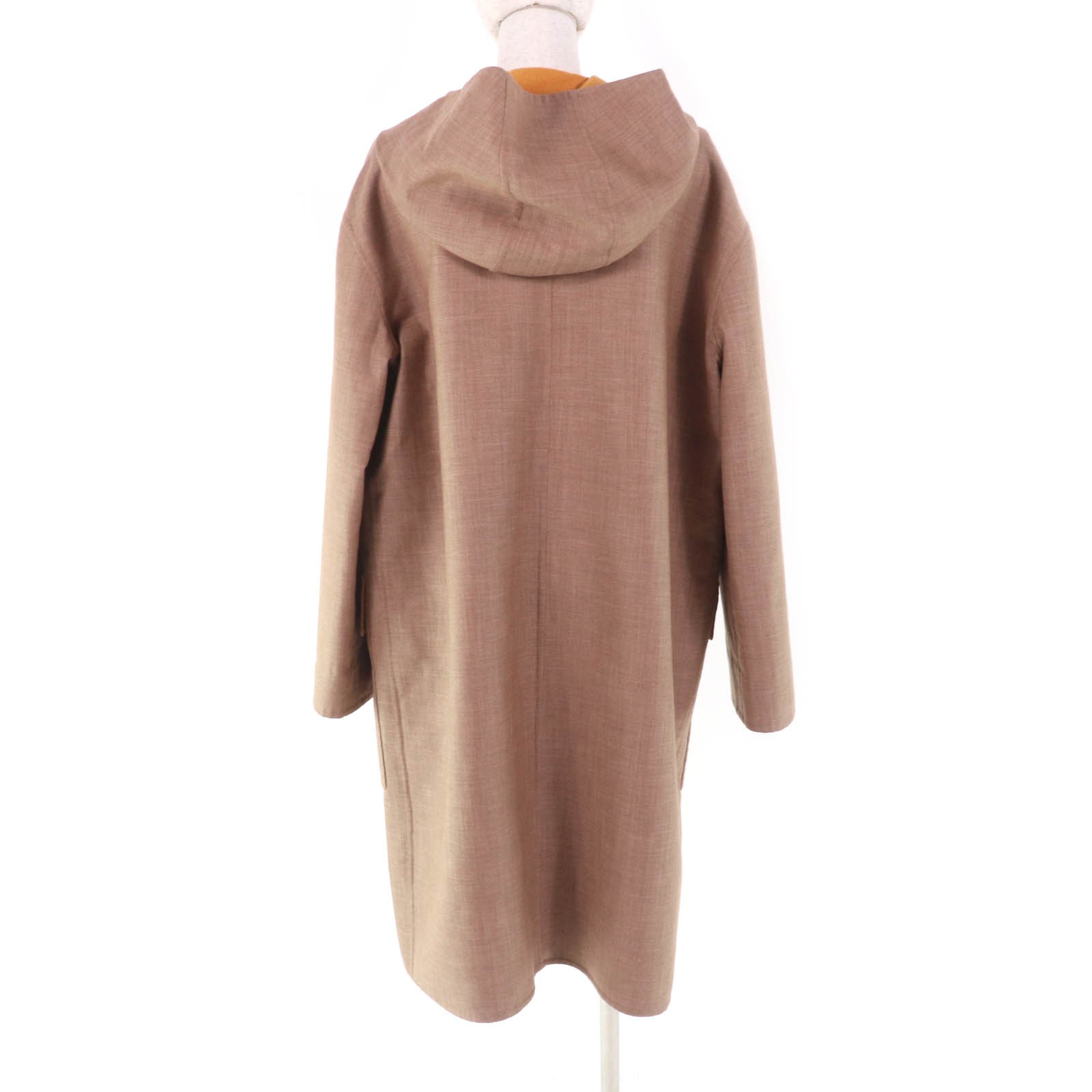 Excellent HERMES coat Double Face Zip Up Hooded Coat Brown cashmere Women 38... thumbnail 3