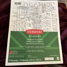 Derwent Academy Tracing Paper Pad Translucent 34 Of 40 Sheets 9" x 12" (54992)