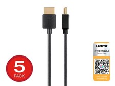 Ultra Slim Certified Premium HDMI Cable - Black - 3 Feet 5 Pack 4K 60Hz HDR