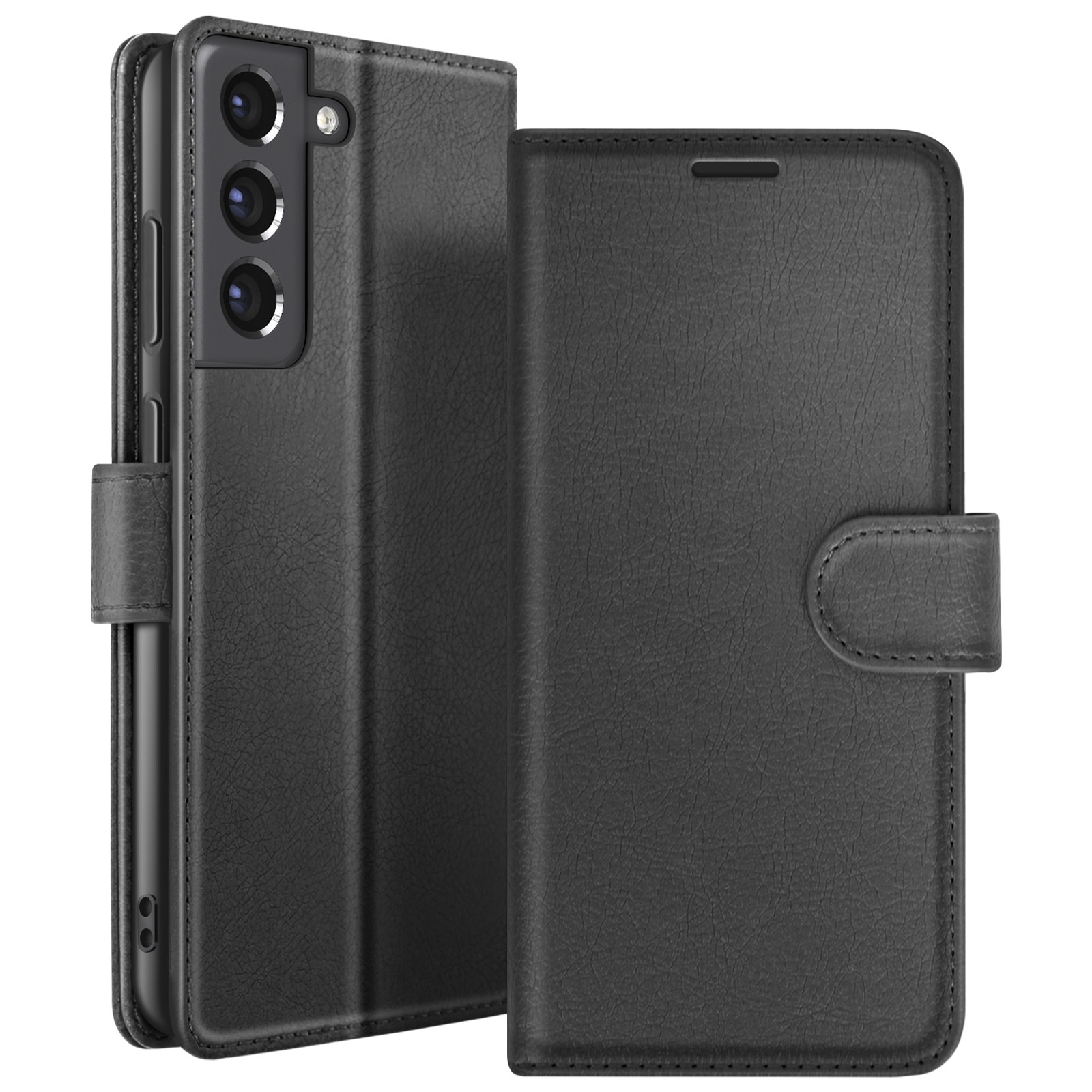 Étui portefeuille Zanaé pour Galaxy S21 FE 5G noir en cuir avec support