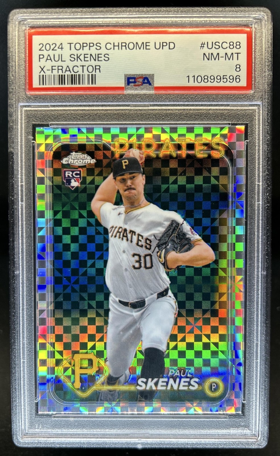 2024 Topps Chrome Update Paul Skenes RC X-Fractor Rookie #USC88 Pirates PSA 8