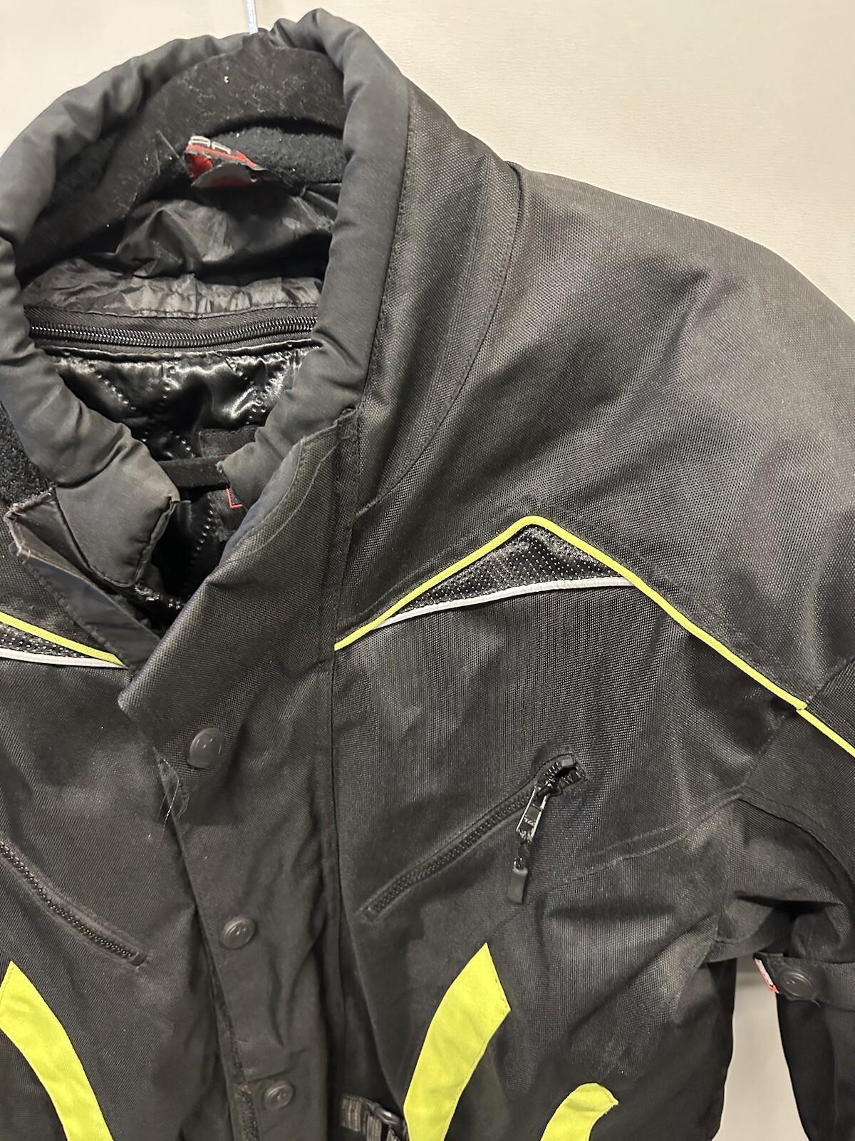 GearX Motorcycle Jacket 4XL Black/ Hi via With Inner Lining eBay