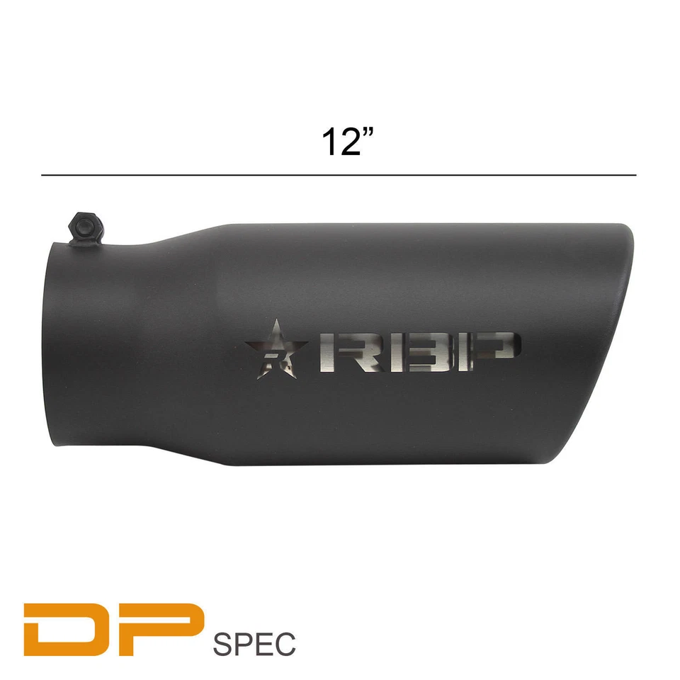 UNIVERSAL RBP 4" ENTRADA 5" OULET DIESEL CAMIÓN TUBO DE ESCAPE NEGRO SILENCIADOR PUNTA Foto 2 de 4