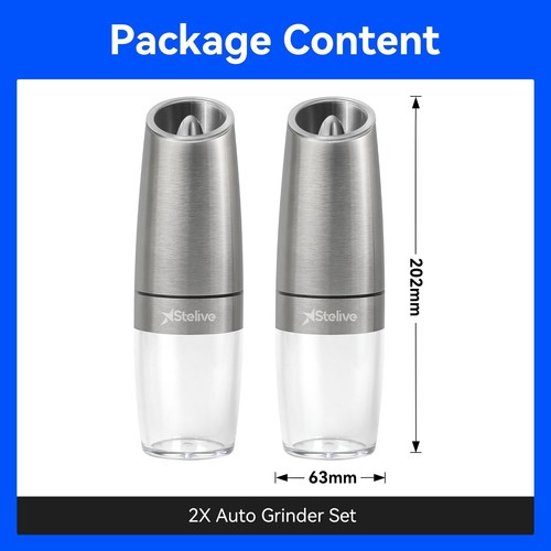 Stelive 2-Piece Auto Salt and Pepper Mill Grinder Set, Electric Shaker Set - Picture 10 of 12