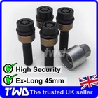 45MM EXTRA-LONG BLACK ALLOY WHEEL LOCKING BOLTS - PORSCHE WITH 15MM SPACERS NUT