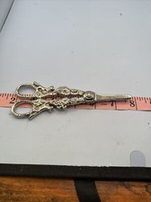 Vintage Silver Plate Ornate Grape Shears Scissors Fox  Grape Design