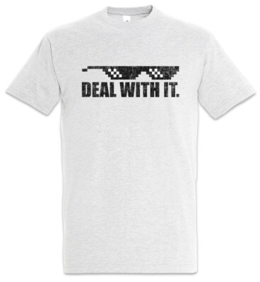 Deal With It T-Shirt Geek Nerd Pixel Glasses Retro Gamer Gaming Sunglasses Fun