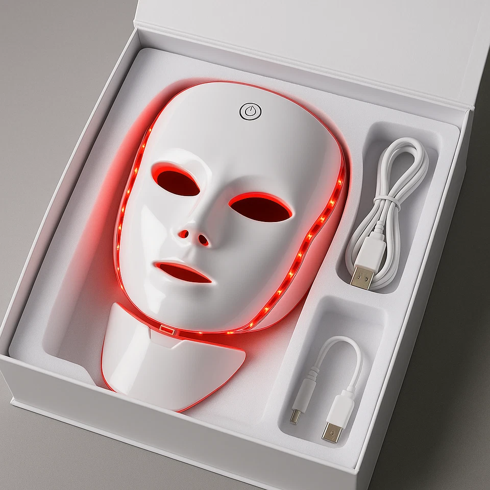 7 Colors Photon Facial LED Mask Red Light Therapy Anti Aging Face Neck Beauty - Image 3 of 4
