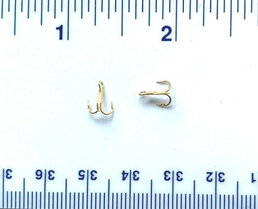 50 GT Top Quality 3X Strong Gold Treble Fish Hooks Size 18