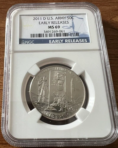 2011 D US Army Half Dollar NGC MS 69 Early Release Commemorative Clad Coin 50C