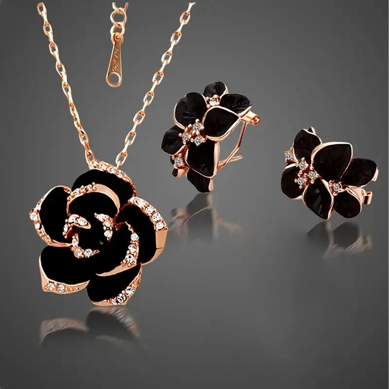 Rose Gold Plated Black Fashion Jewelry Sets for sale | eBay