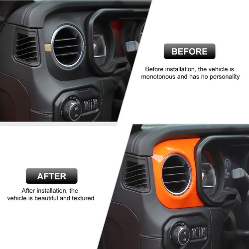 2PCS Inner Orange Center Console Panel Cover Trim for Jeep Wrangler JL JT 2024+ - Imagen 5 de 9