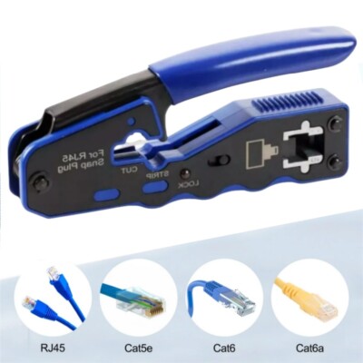 RJ45 Crimp Tool End Pass Through Cutter Cat6 Cat5 Cat5e 8P8C Plugs Connector