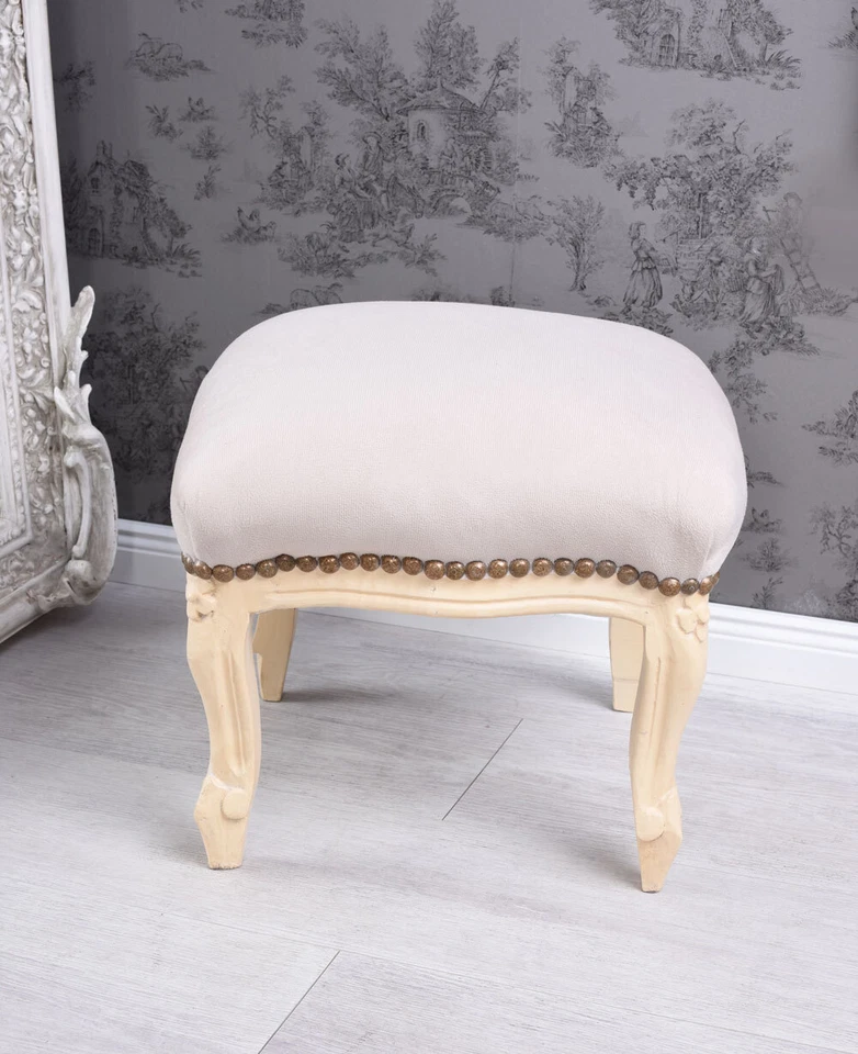 Schemel Hocker Barock Fussbank Landhausstil Fussbänkchen Polsterhocker shabby - Bild 3 von 4