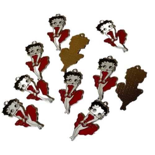 LOTE DE 10 dijes esmaltados Betty Boop Marilyn Monroe pose hágalo usted mismo rojo ($1.59 ea) - Imagen 3 de 5
