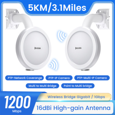 Wireless Bridge Gigabit 1Gbps Point to Point WiFi Ethernet Bridge 5KM Long Range