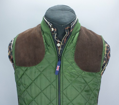 Britton by Belstaff VTG Quilted Gilet Vest Mens Medium Green Shooting Waistcoat - Picture 18 of 22