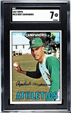 1967 Topps BERT CAMPANERIS Oakland Athletics #515 SGC 7 NEAR MINT Condition