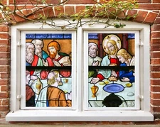 3D Dining Table A768 Window Film Print Sticker Cling Stained Glass UV Sinsin