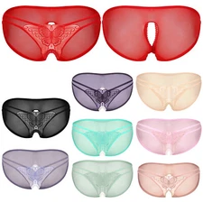 Men's Sissy Hollow Panties Low Rise Panty Bikini Briefs Hollow Out Cheeky Thongs