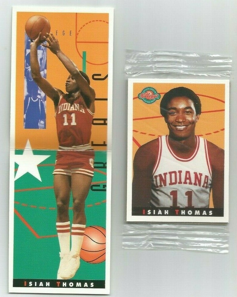 1993 ISIAH THOMAS #10 ~ KELLOGG'S COLLEGE GREATS ~ NEW SEALED ~ FOLD-OUT CARD