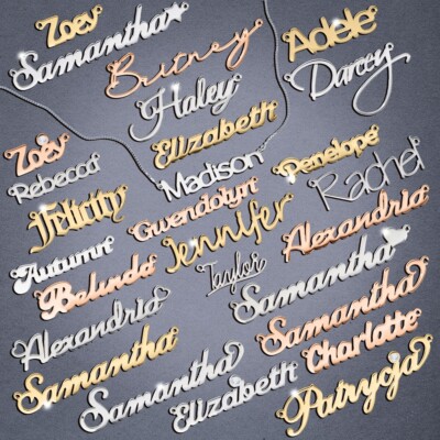  Individuelle Multifont Namenskette in 925 Sterling Silber   Rose & Vergoldet  