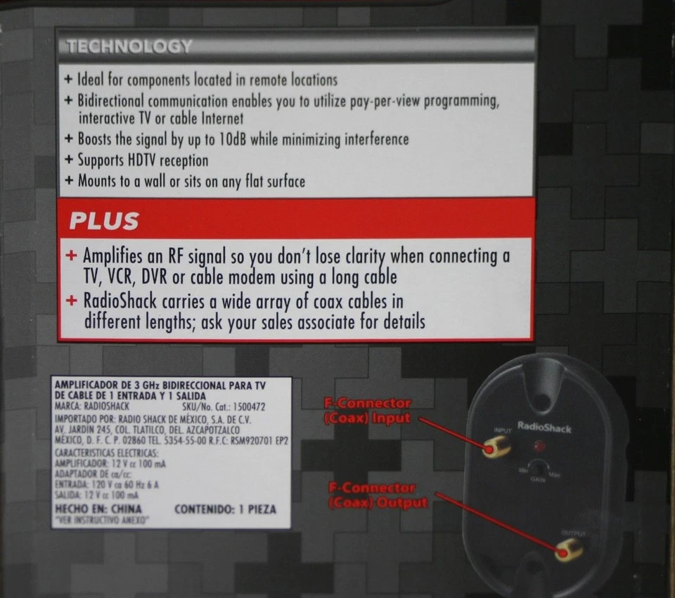Radioshack 3GHz RF/UHF/VHF/FM/TV Antenna Bidirectional Signal Booster Amplifier - Image 3 of 4