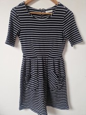 Whistles Striped Stretchy T-shirt Dress Black White Size 8