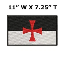 KNIGHTS TEMPLAR SEAL iron-on PATCH embroidered CRUSADES RELIGIOUS MILITARY BLACK