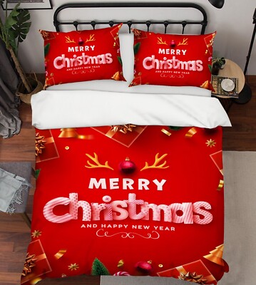 3D Christmas Xmas A1237 Bed Pillowcases Quilt Duvet Cover Set Queen King Amy