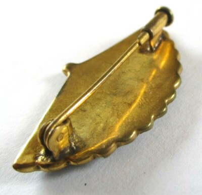 Broche Vintage éventail En Or De Tolède - Ancien Bijou Fond Noir - Très Bon état