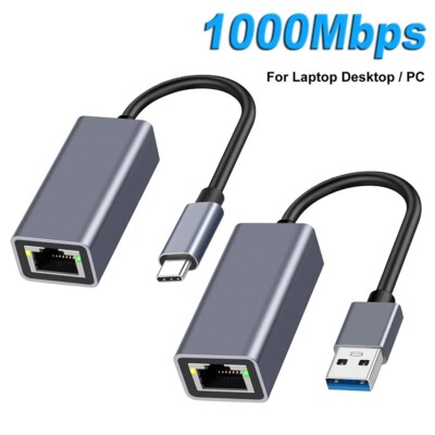USB Type C Ethernet Adapter 1000Mbps USB 3.0 RJ45 Network Card For MacBook PC Wi