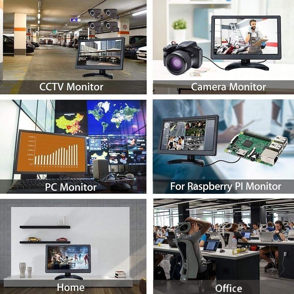 12 inch LCD HDMI Monitor VGA BNC AV 1366x768 Home Security CCTV Monitor