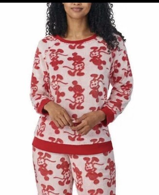 Disney Mikey Mouse Ladies' Fleece Soft Cozy Pajama Set, Various Colors Of Red XL