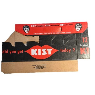 1950s KIST SODA Cardboard Pop Carton Carrier 12 BOTTLE Carton VTG NOS Unopened
